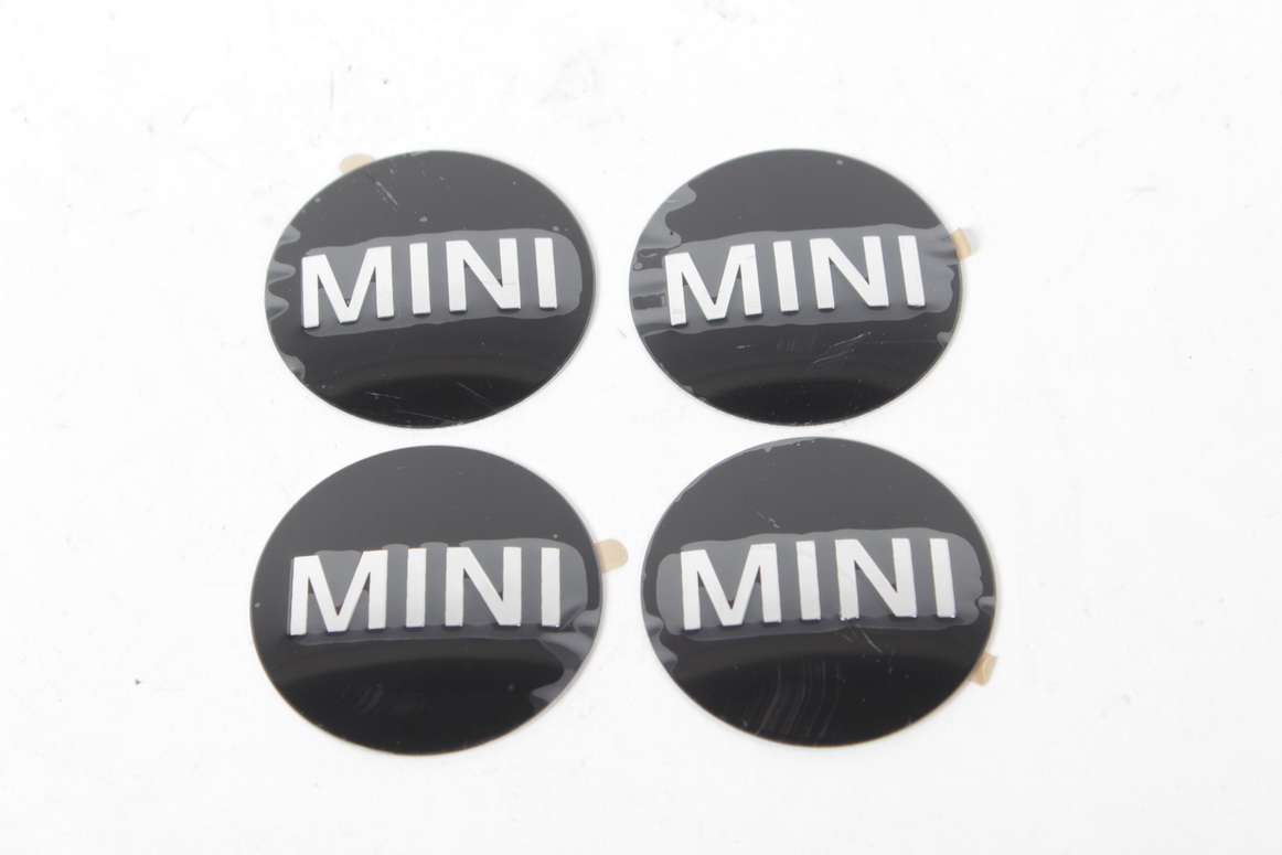 Genuine MINI Wheel Centre Cap Badges set of 4 Adhesive Backed 36136758687 